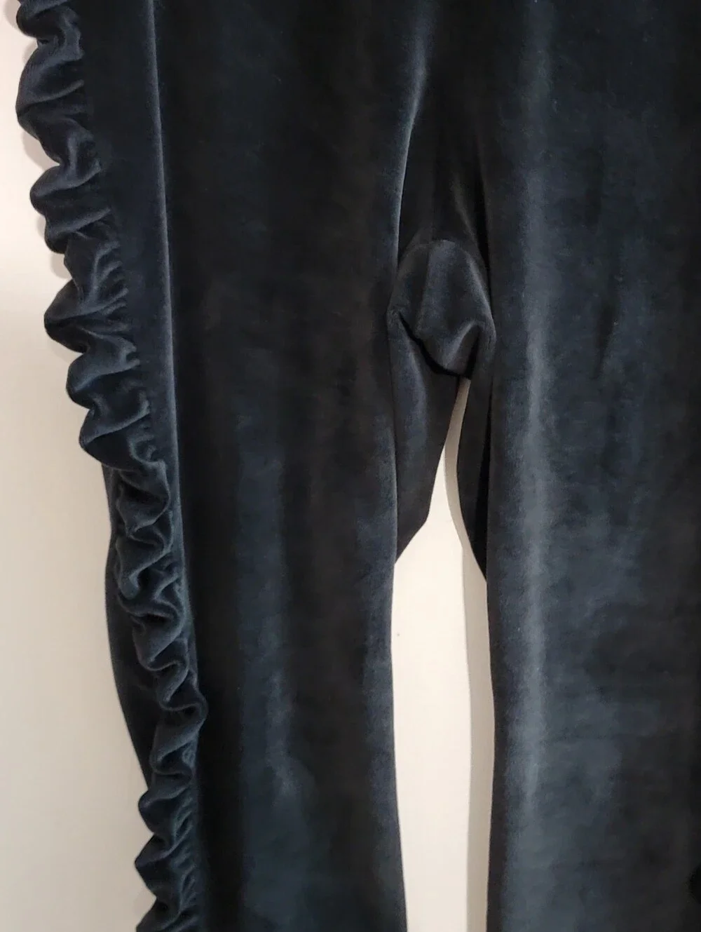 Torrid Black Velour Leggings with Side Ruffle